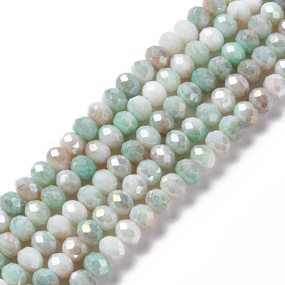 Sea green elektropläterade facetterade abacus glaspärlor hel sträng - 8mm