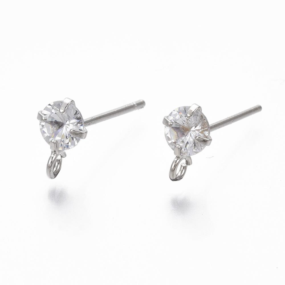 1par Cubic Zirconia stift örhängen med ögla