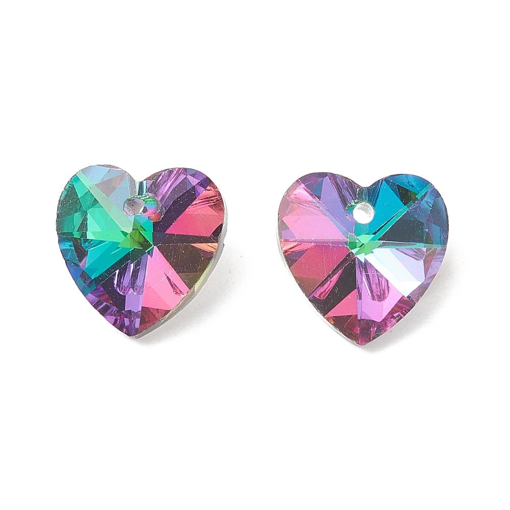 2st Glashängen facetterade hjärtan berlocker charms