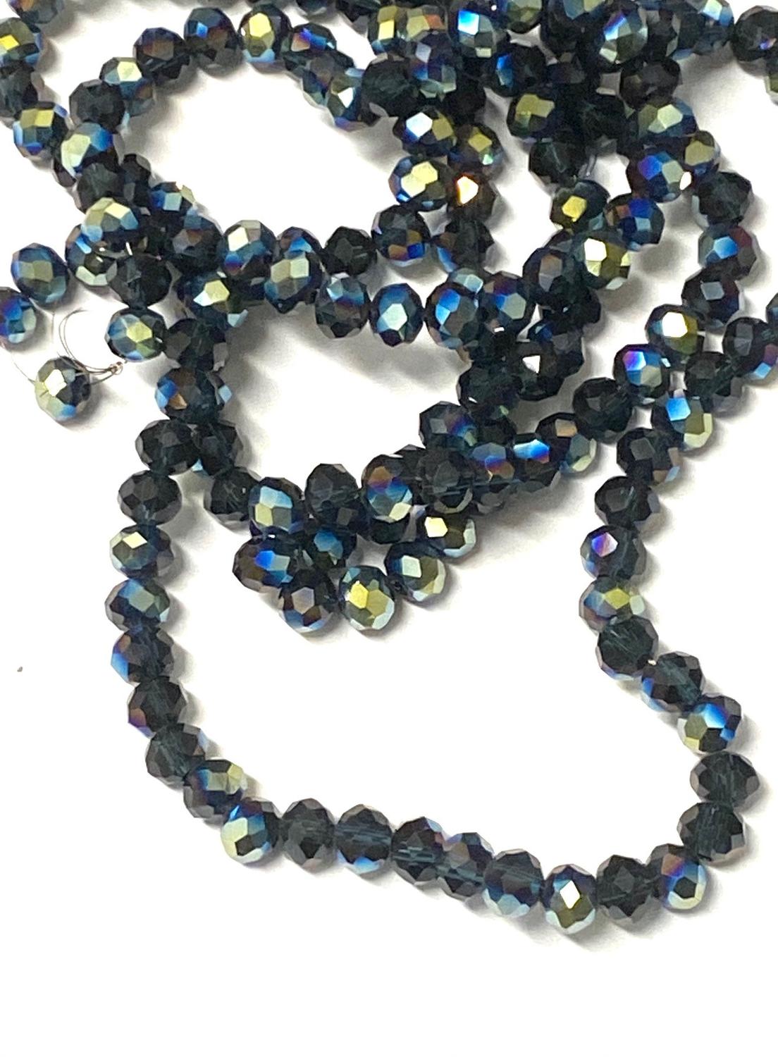 1 sträng facetterade abacus 6mm glaspärlor - Elektropläterad