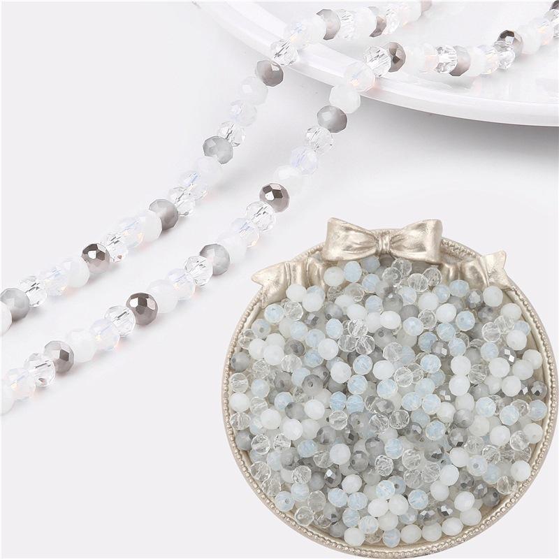 Vit/grå mix facetterade abacus 6mm glaspärlor - ca 100st