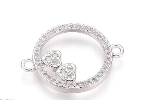Vacker rund strass connector länk cubic zirconia -1st