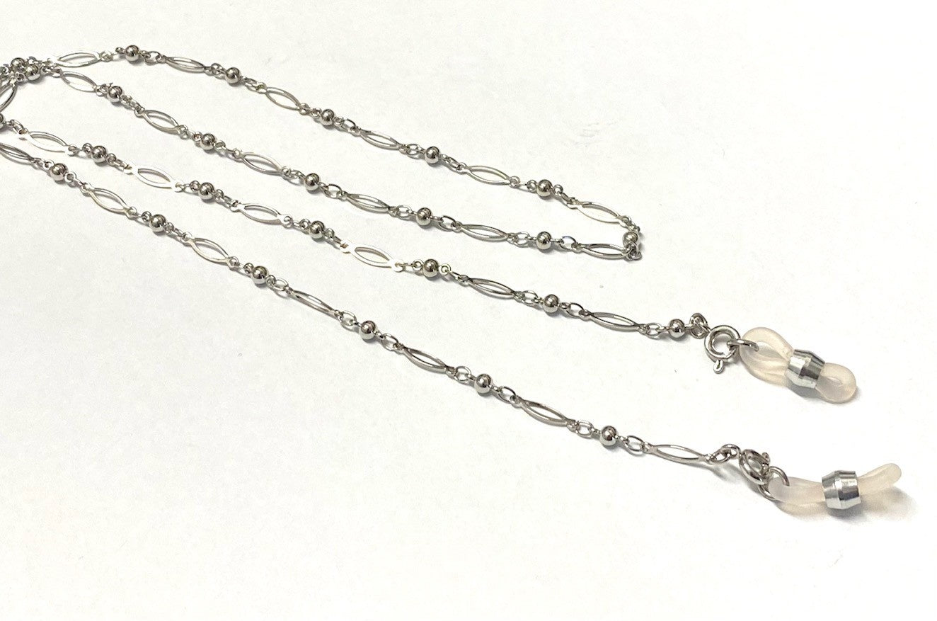 Glasögonkedja platinumfärgad - 64cm