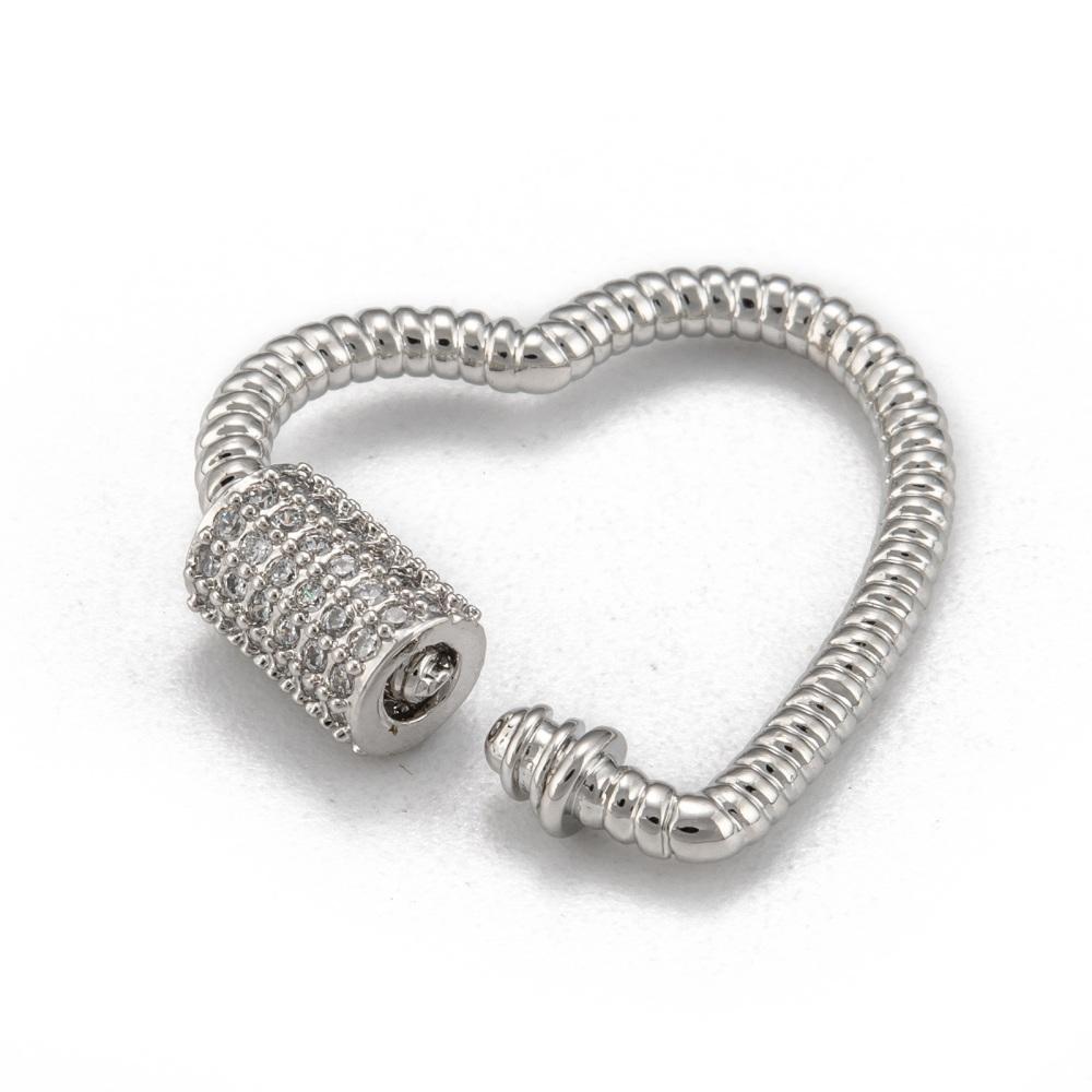 Vackert karbinlås skruv lås hjärta cubic zirconia -1st