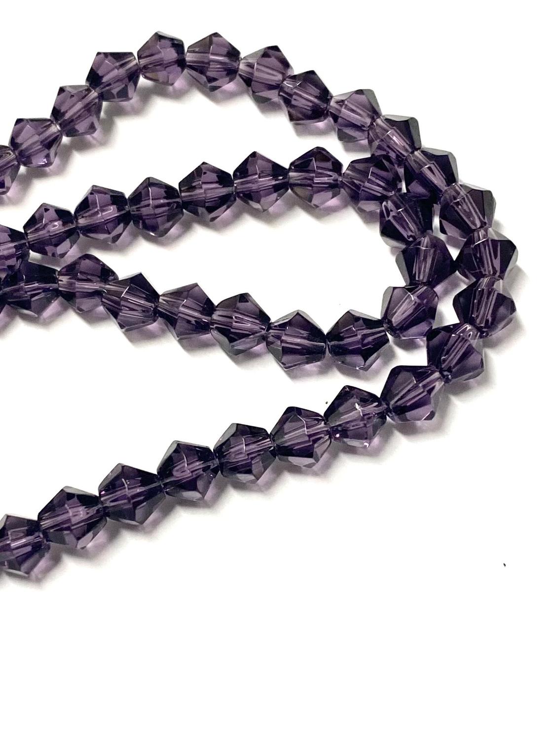 1 sträng glaspärlor facetterade Biconer - 6mm