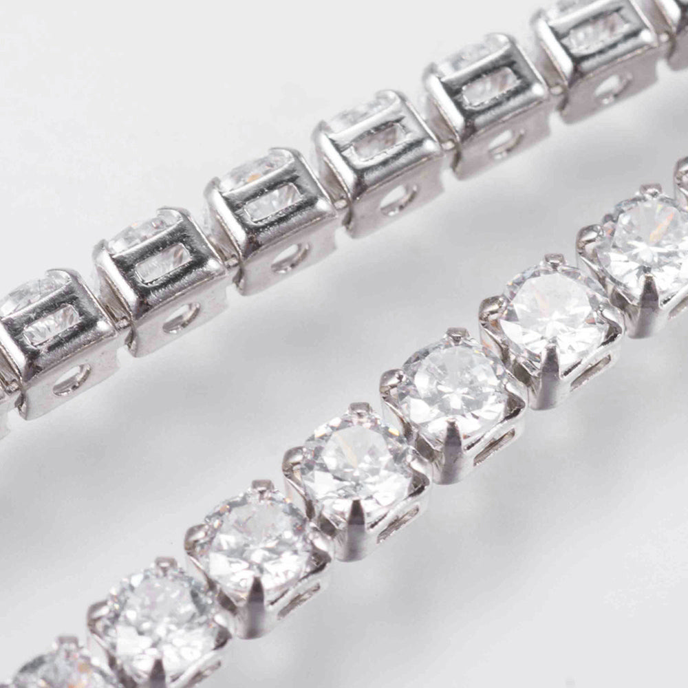 Justerbart slider armband med Cubic Zirconia - platinumfärgat