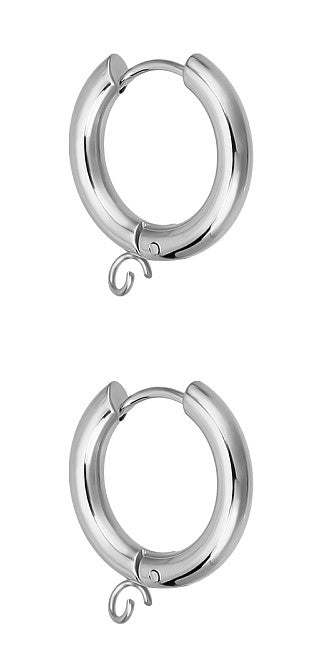 1par örhängesringar hoops med ögla i Rostfritt stål