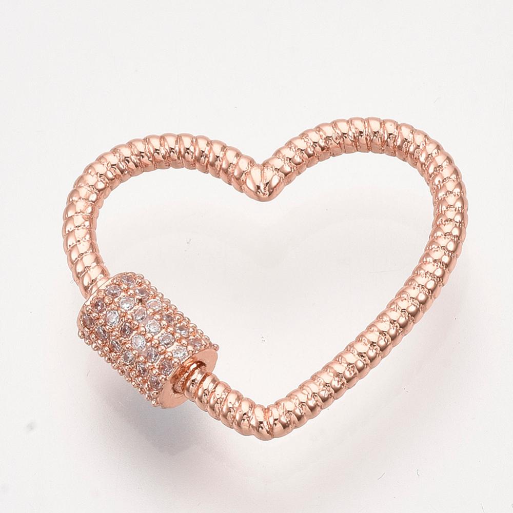 Vackert karbinlås skruv lås hjärta cubic zirconia -1st