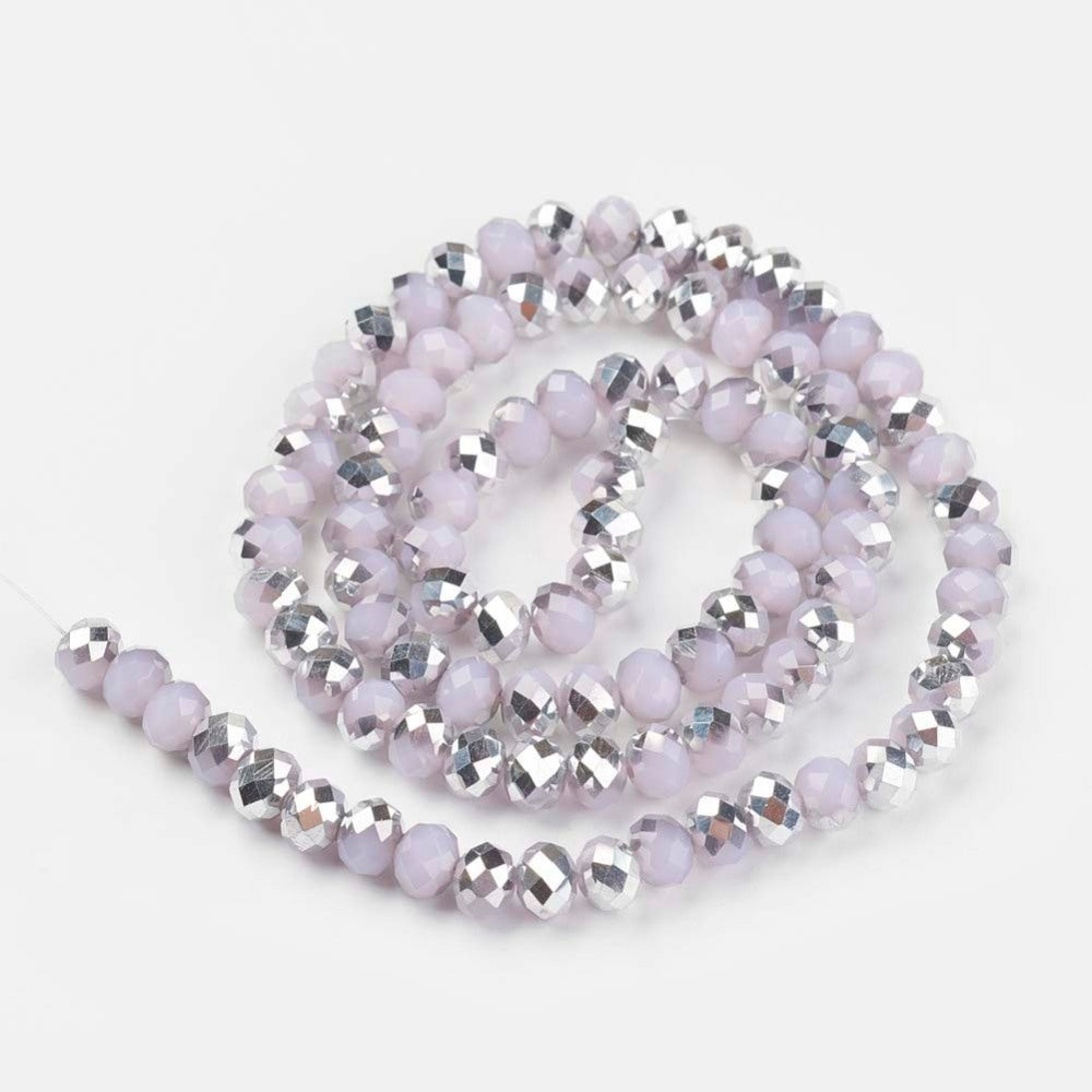 1 sträng facetterade abacus 6mm glaspärlor - 2-färgad