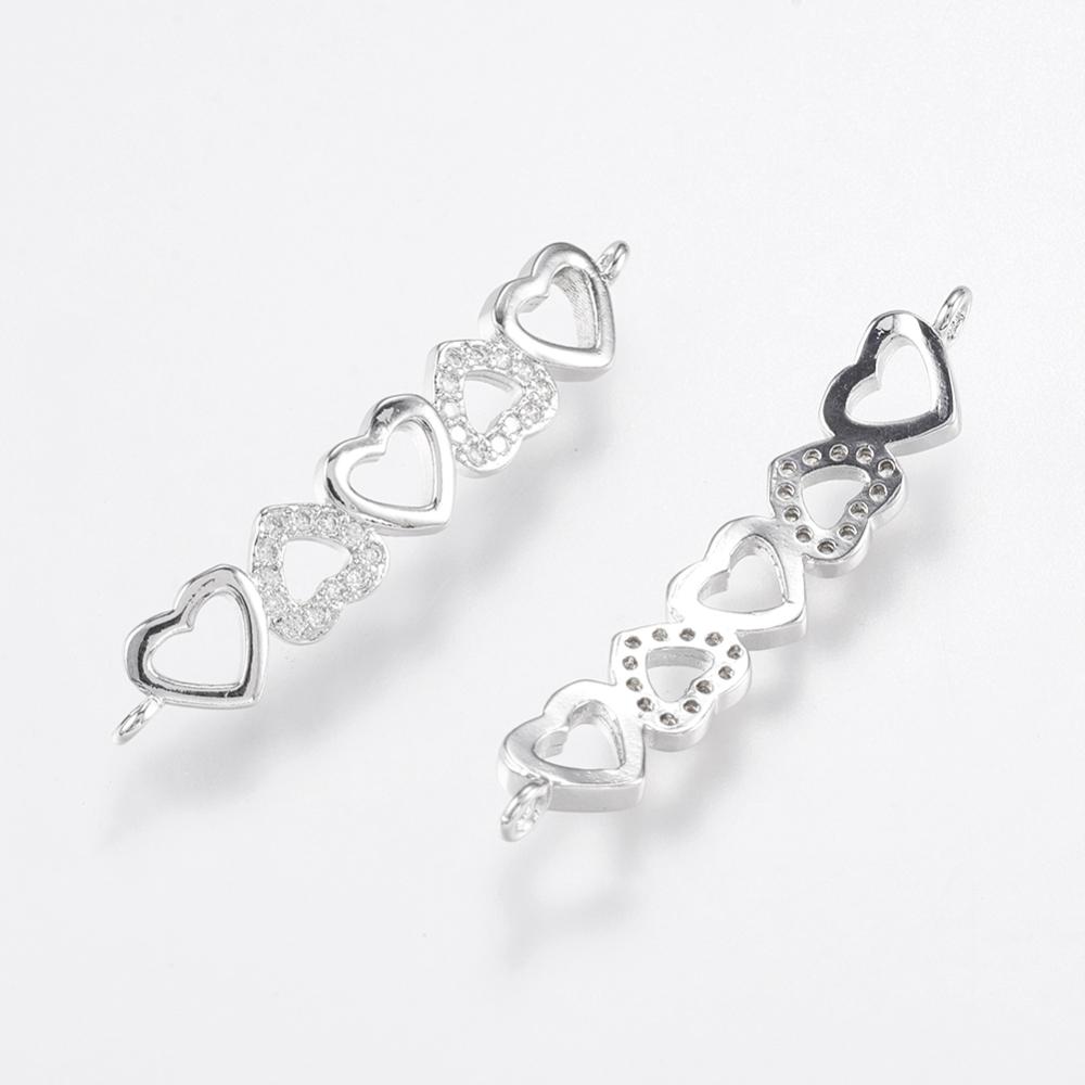 Vacker strass connector länk cubic zirconia -1st - silver