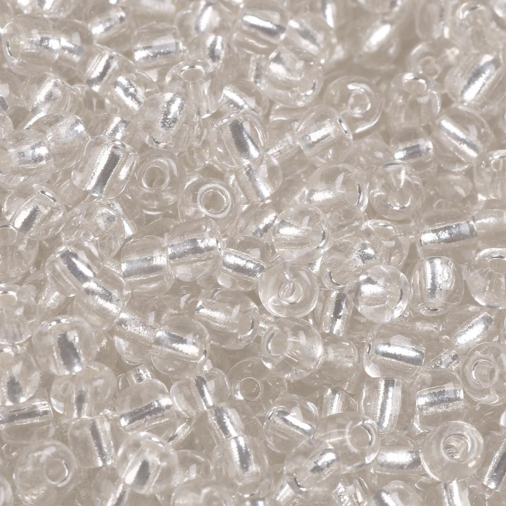 Silver lined Seed beads 25 gram 4mm