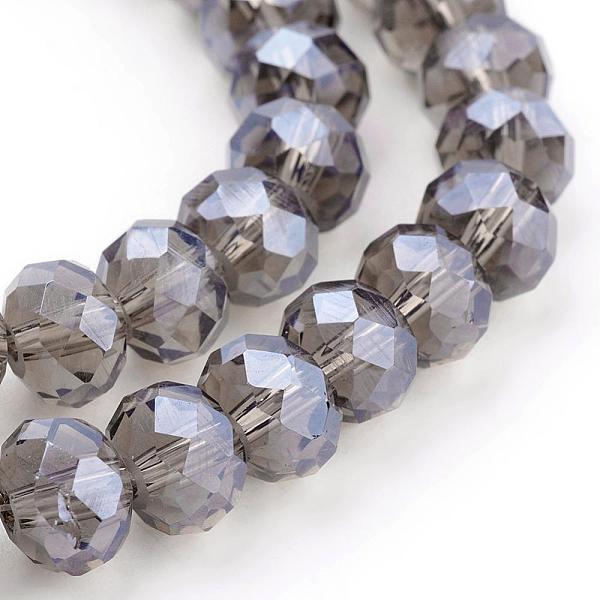 1 sträng Mörkgråa facetterade abacus 8mm glaspärlor