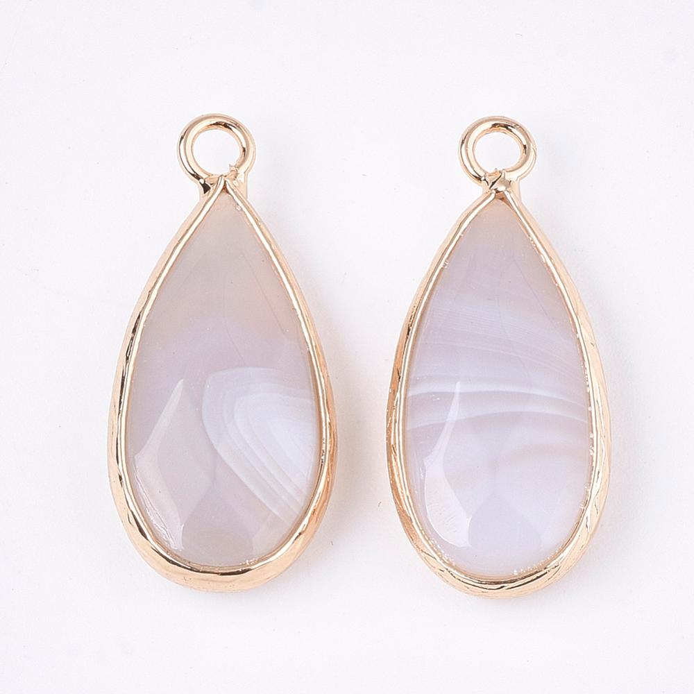 1st guldfärgat hänge med Band Agat facetterad droppe - 26mm