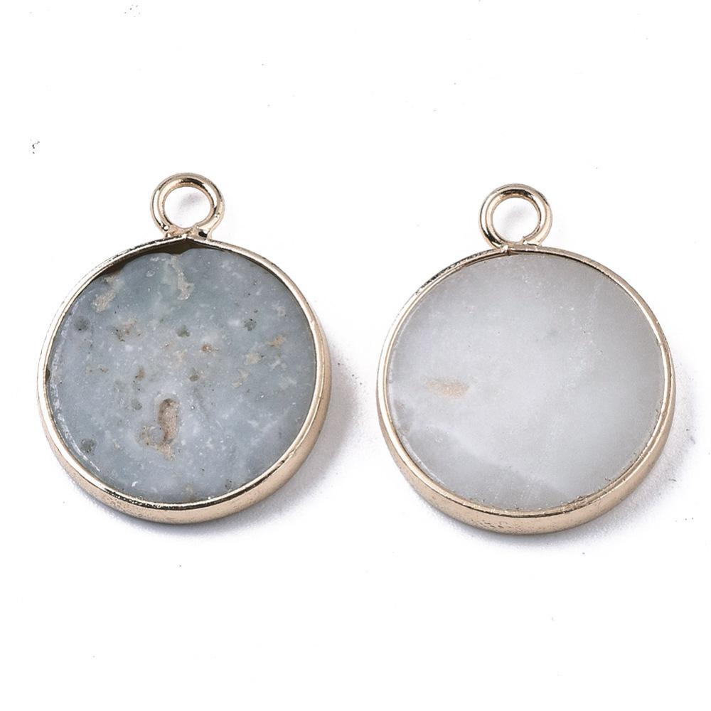 1st runt guldfärgat hänge med Amazonite - 20mm