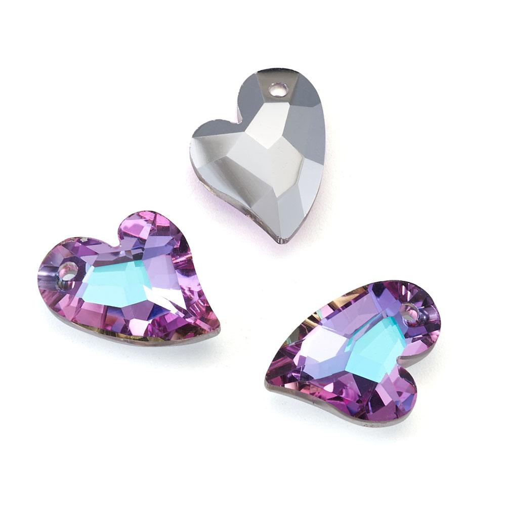 2st Glashängen Wild heart facetterade hjärtan berlocker c