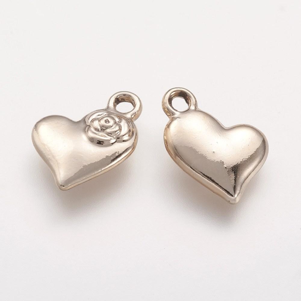 Ljust guldfärgat hänge hjärta med blomma - 1st