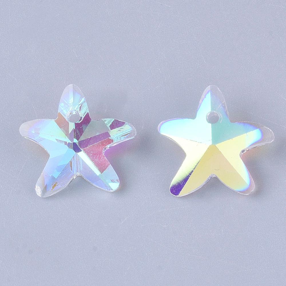 Glashängen facetterade sjöstjärnor - 5st berlocker charms