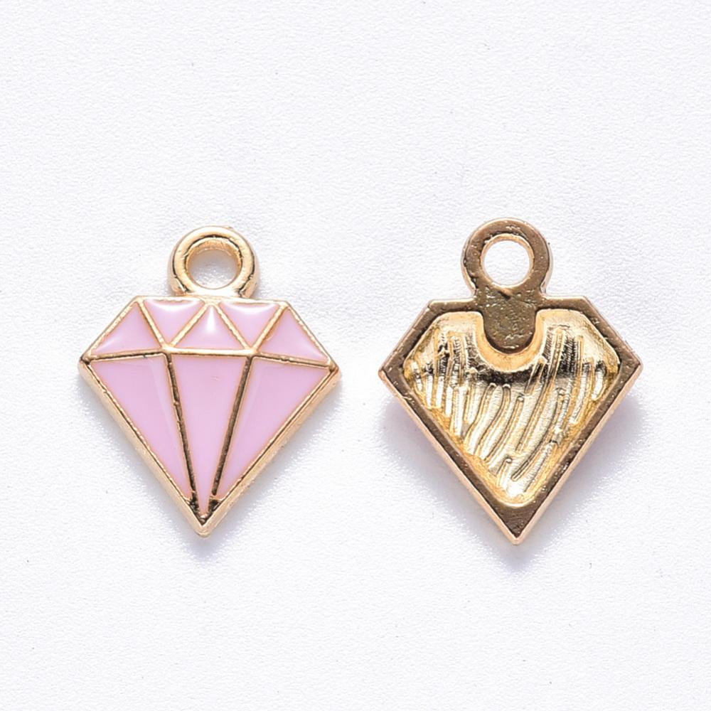 1st rosa / guld diamant - emaljerat hänge berlock