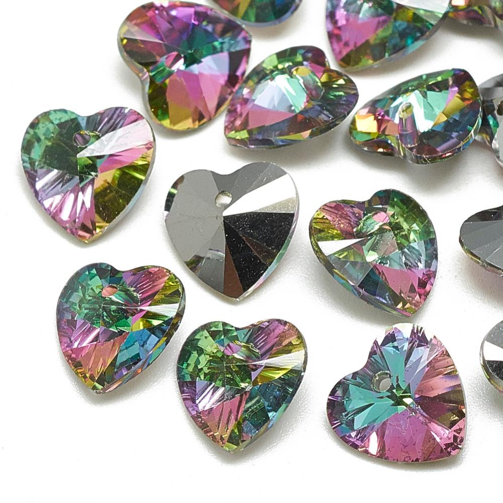 2st Glashängen facetterade hjärtan berlocker charms - K9