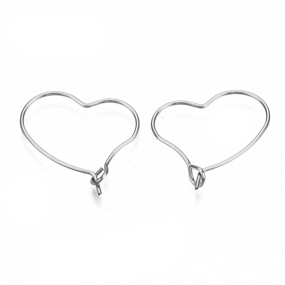 Rostfria örhängen creoler hjärtan hoops - 10st