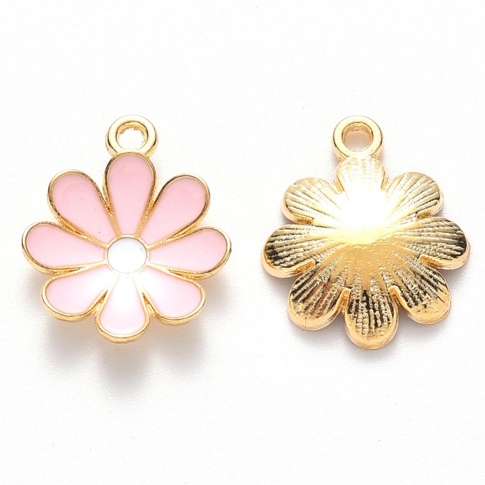 1st rosa blomma - emaljerat hänge berlock