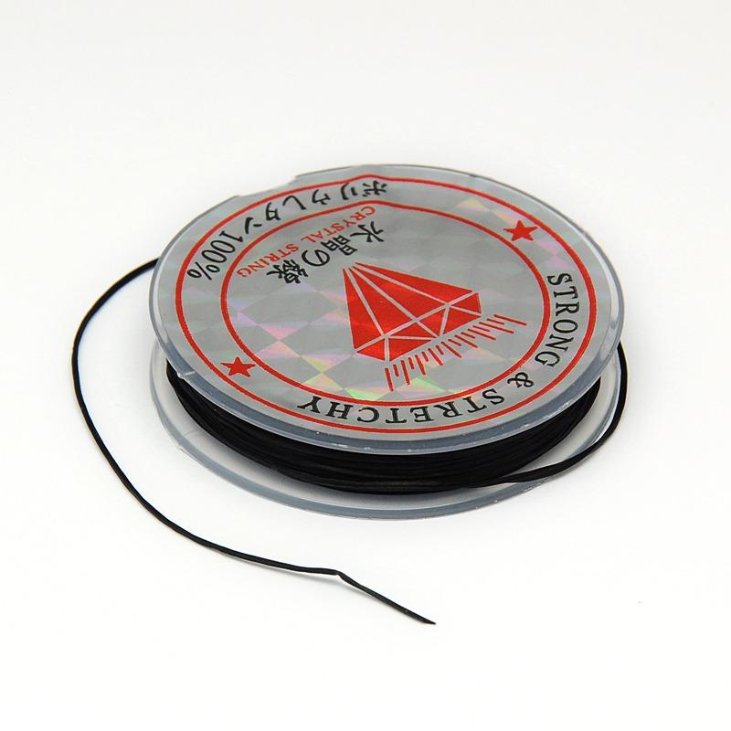 1st Rulle svart elastisk flat tråd 0,8mm á 10m