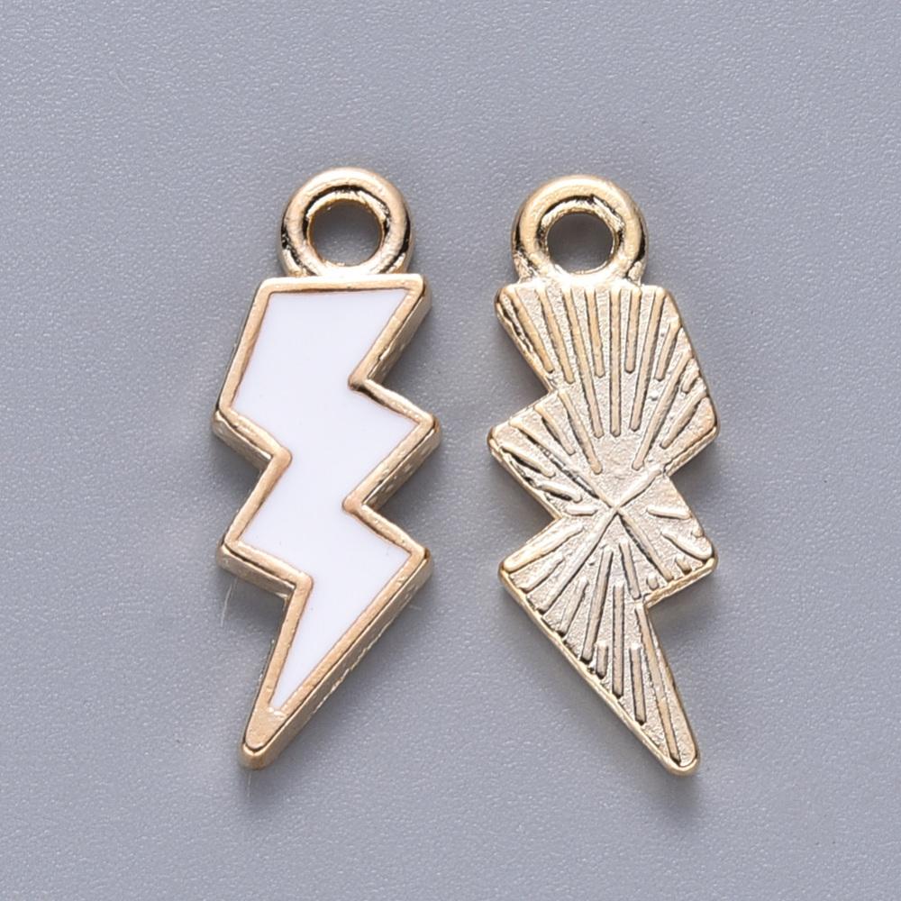 1st vit/guld blixt - emaljerat hänge berlock