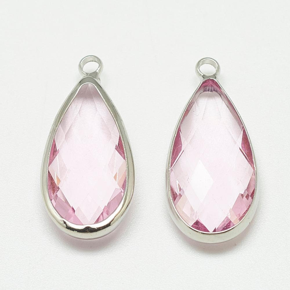 1st silverfärgat hänge facetterad glasdroppe - 23mm