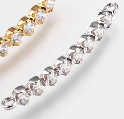 Vacker strass connector länk cubic zirconia -1st - silver
