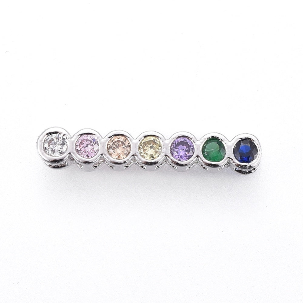 Vacker strass flerradig connector länk cubic zirconia -1st - silver