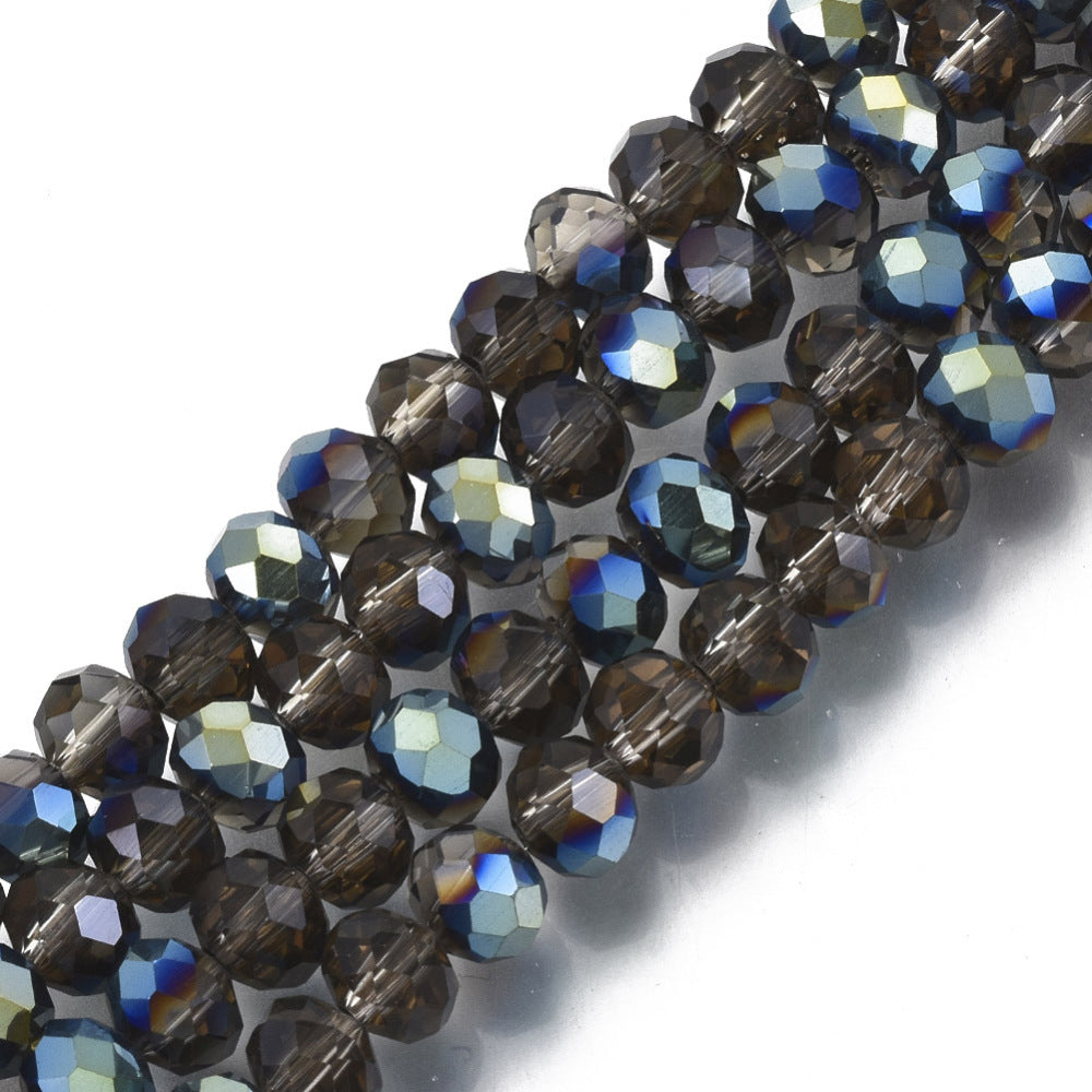 1 sträng facetterade abacus 6mm glaspärlor - Elektropläterad