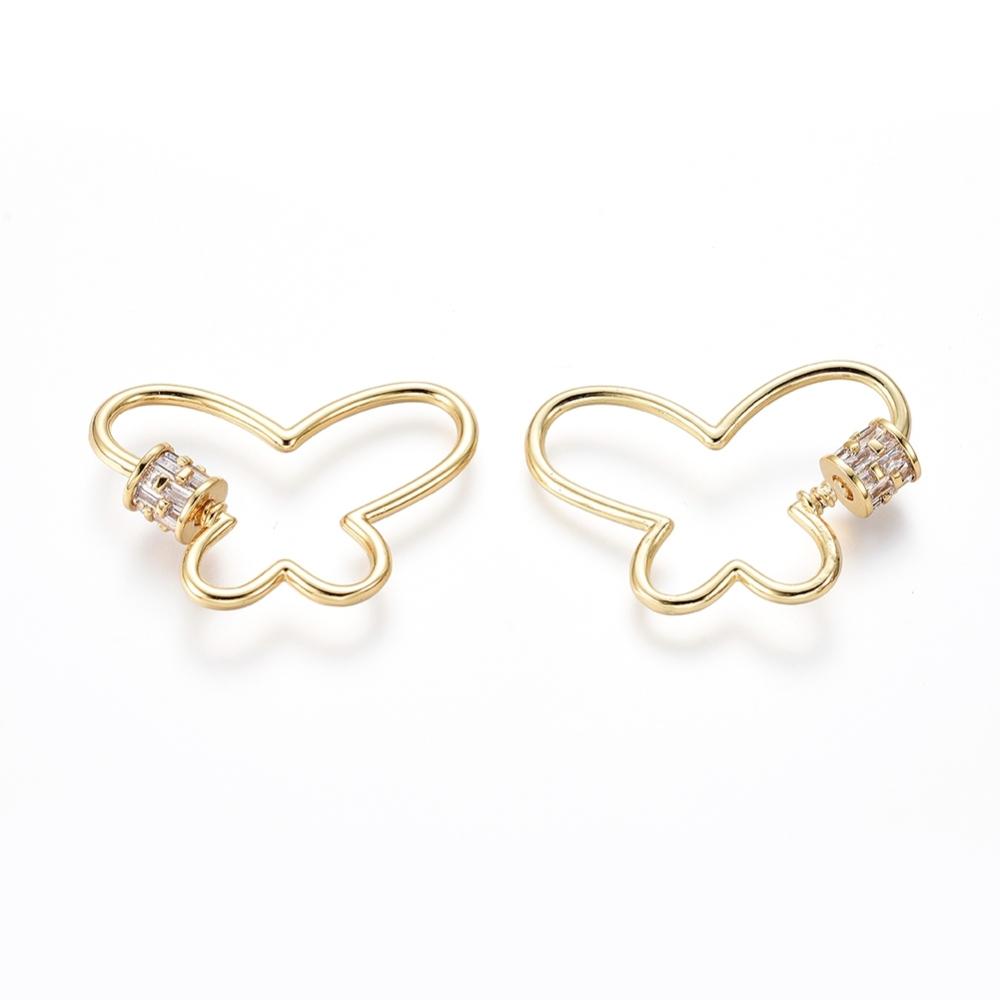 Vackert karbinlås skruv lås fjäril Cubic zirconia -1st