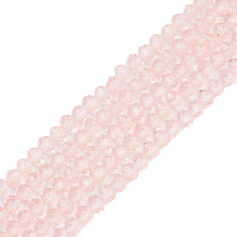 Facetterade abacus glaspärlor rondeller rosa hel sträng 8mm