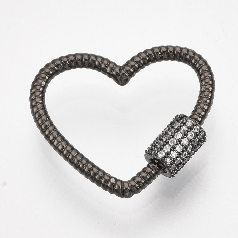 Vackert karbinlås skruv lås hjärta cubic zirconia -1st