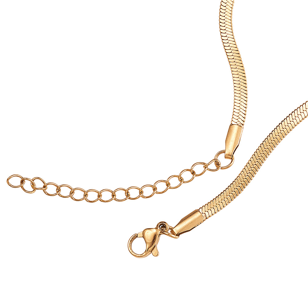 Flat Snakechain armband i guldfärgat rostfritt stål - 16,5cm