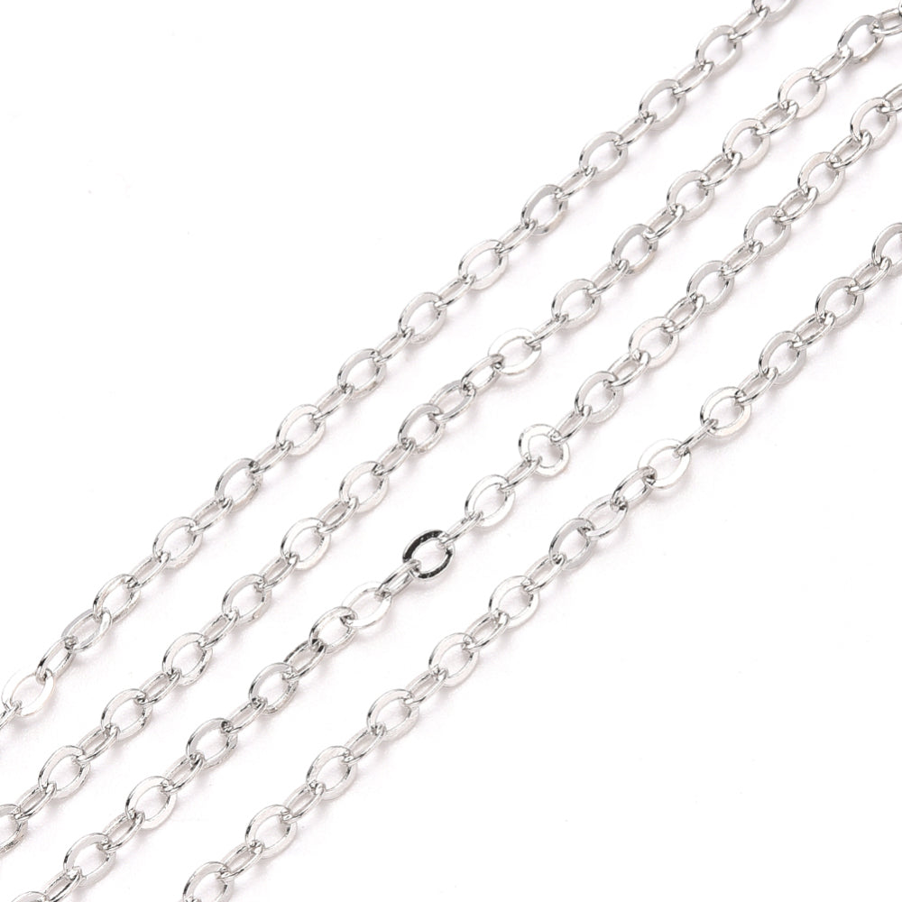 Platinumfärgad kedja 3,2 x 2,5mm - 1 meter