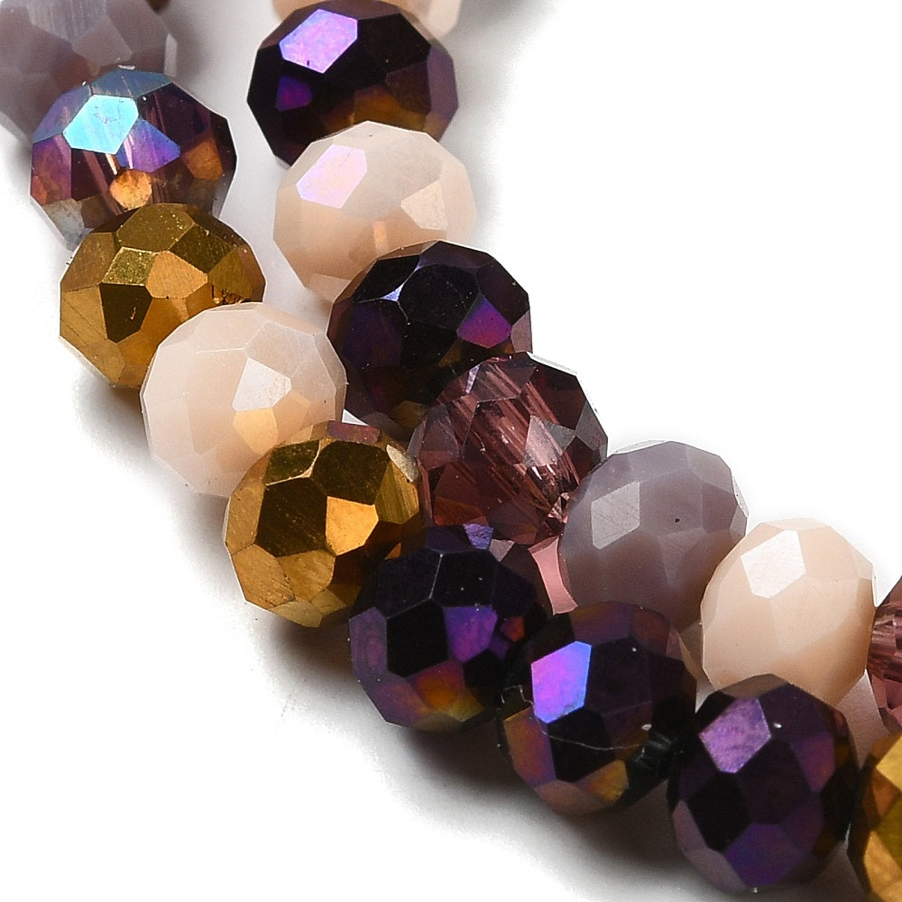 1 sträng lila multi facetterade abacus 6mm glaspärlor