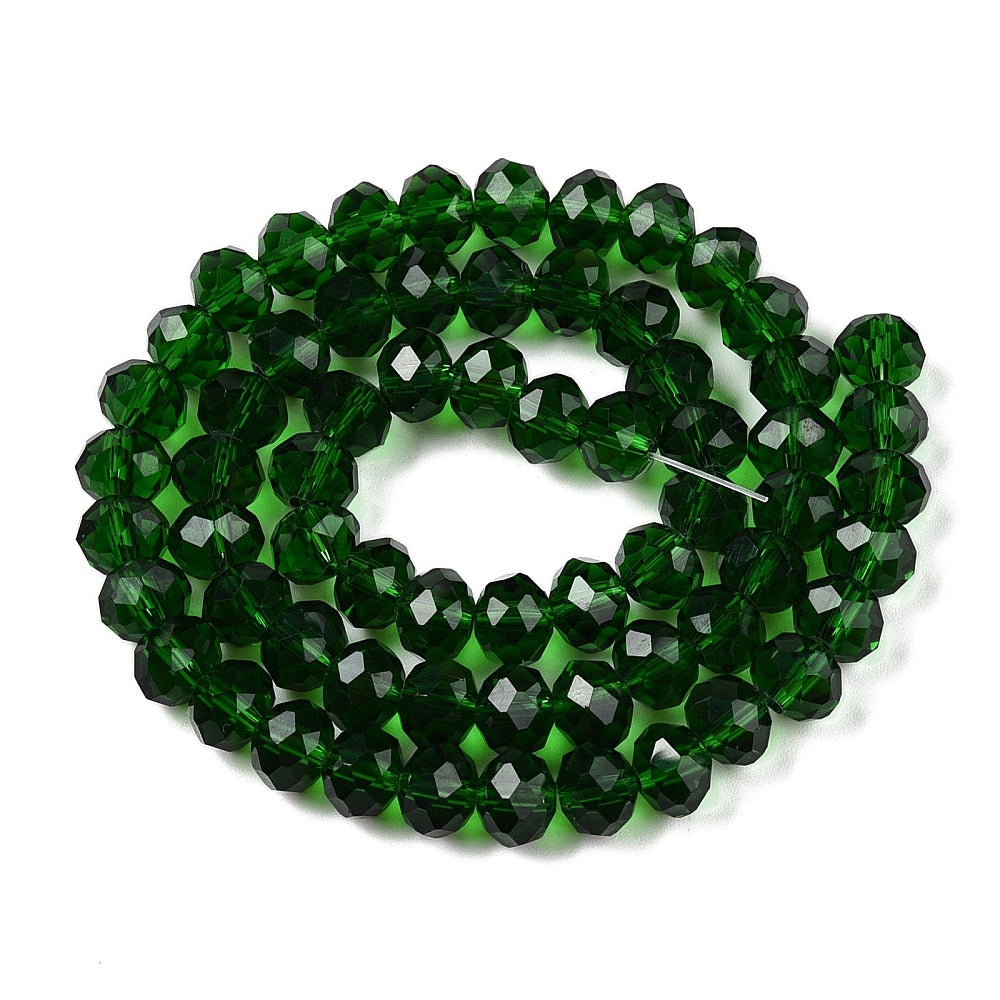 1 sträng facetterade abacus glaspärlor rondeller 8mm