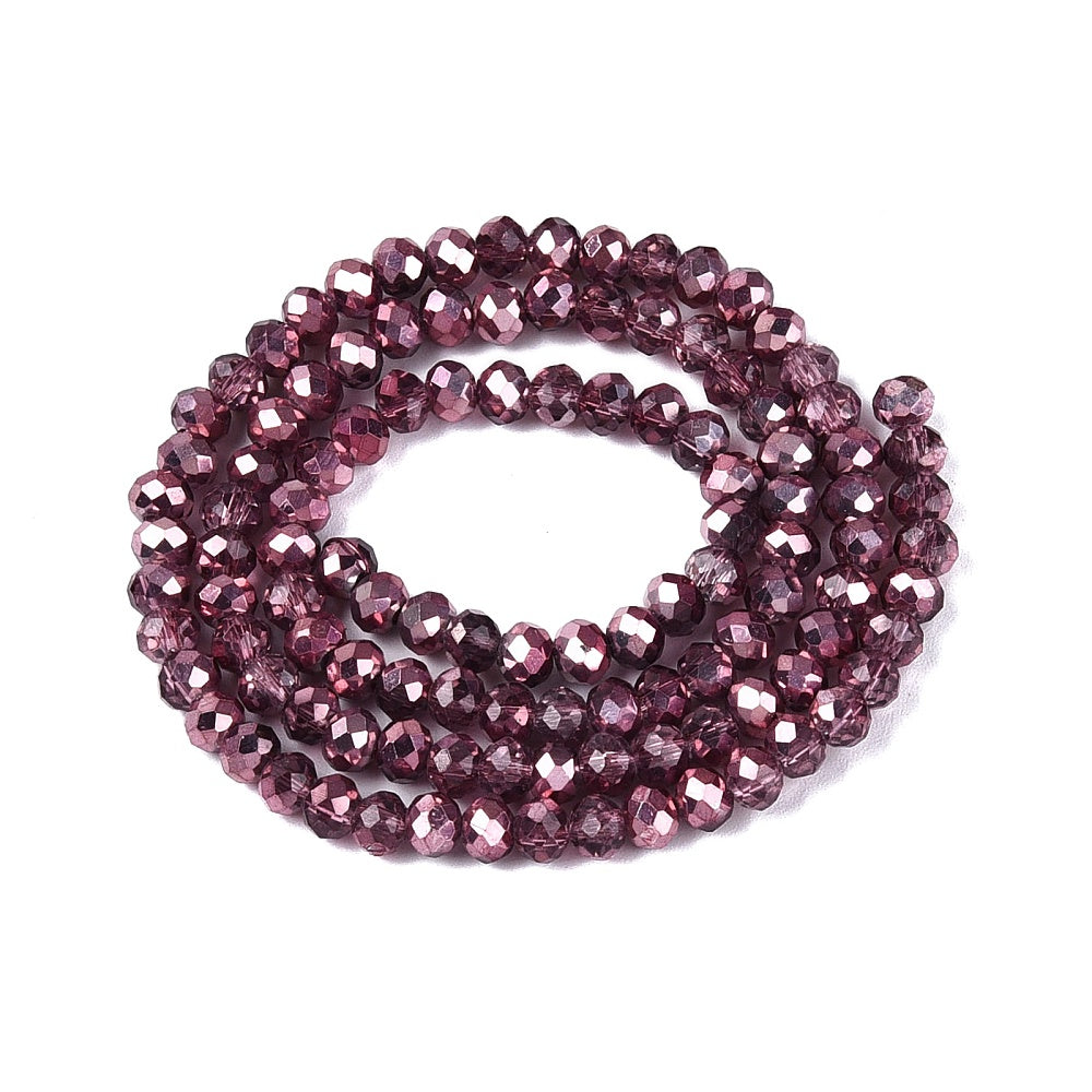 Misty rose elektropläterade abacus glaspärlor - 4mm