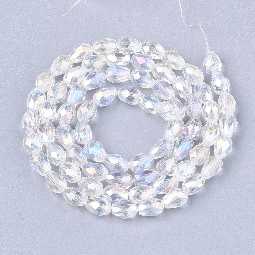 Facetterade glasdroppar 8mm - hel sträng