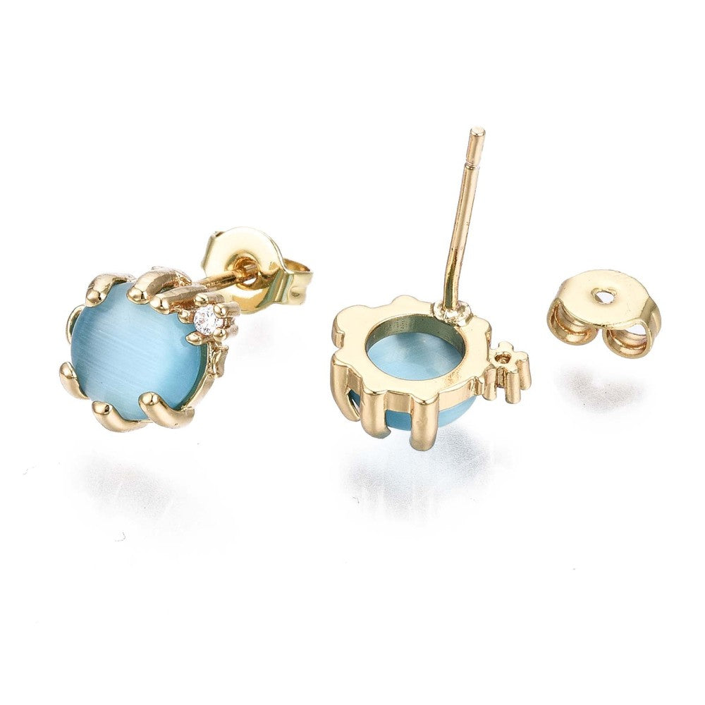 Stiftörhängen med Cat eye och Cubic Zirconia