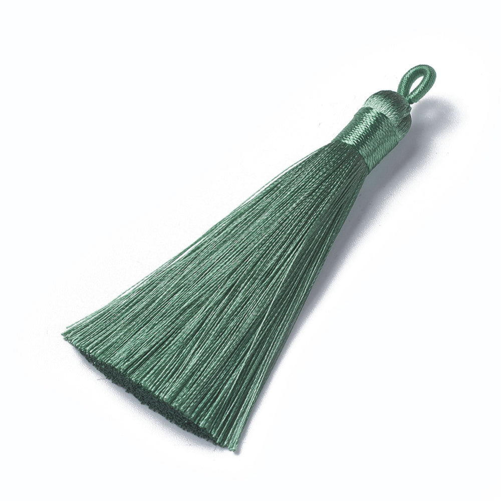 Sea green polyester tassel tofs - 80 ~90mm