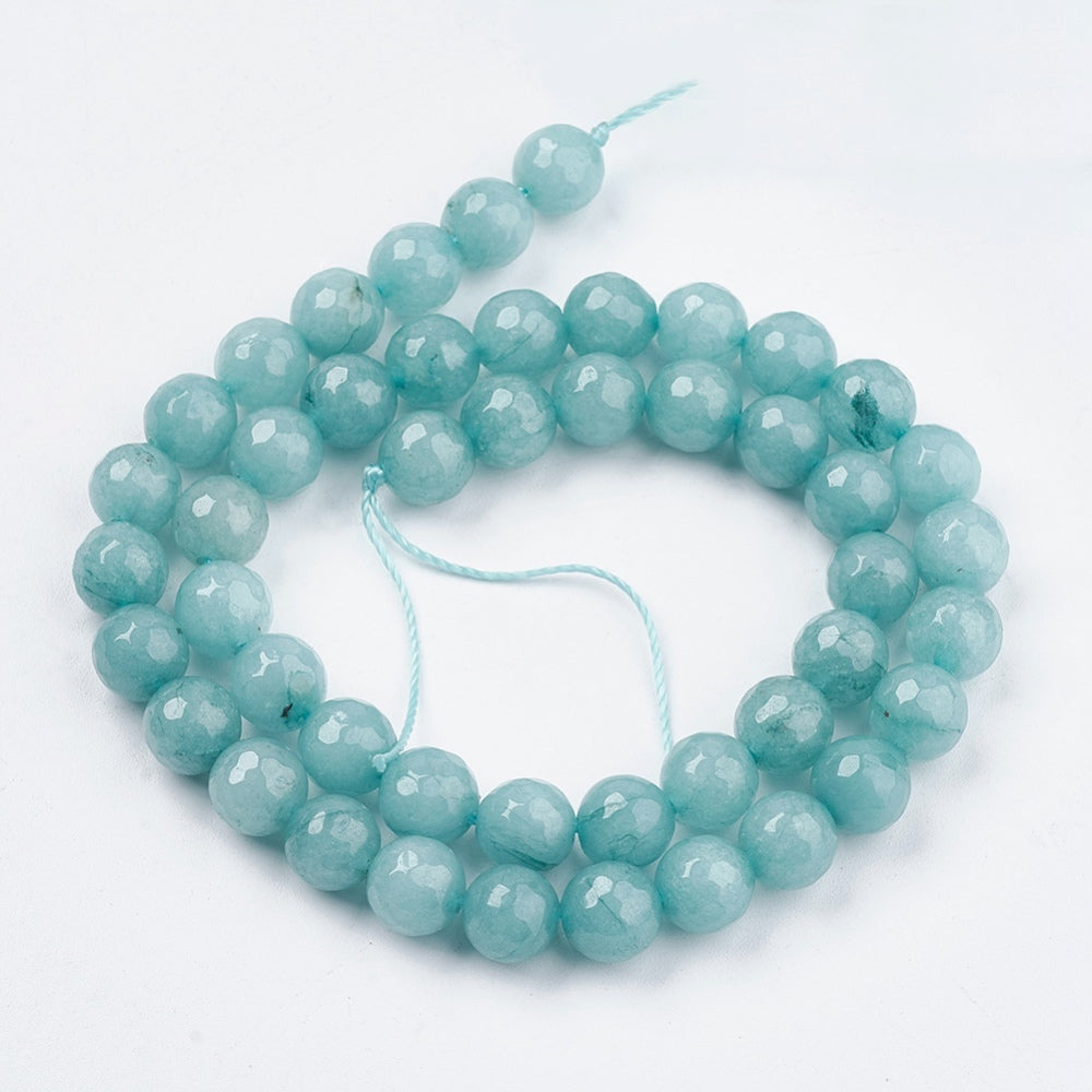 1 sträng facetterad turkos Jade 8mm