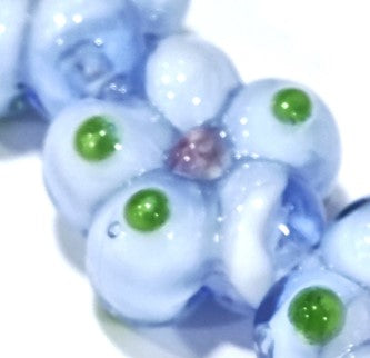 Blå blomma - handgjord Lampwork pärla 14mm