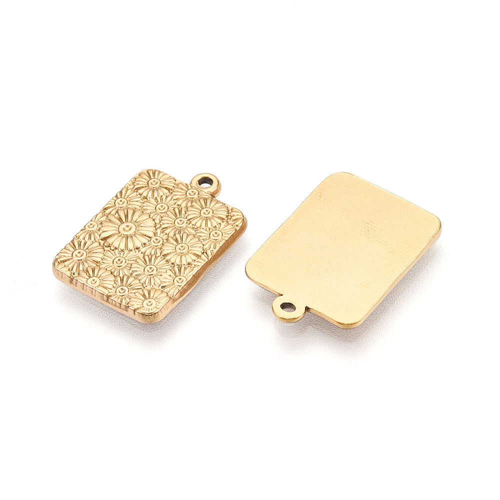 Hänge berlock rektangel i guldfärgat 304 rostfritt stål med 18k guldplätering