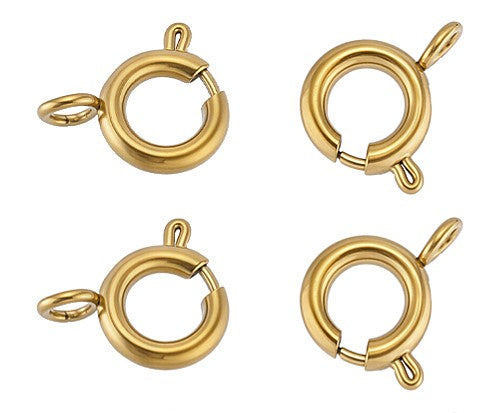 5st springlås i 304 Rostfritt stål med 18K guldplätering - 6mm