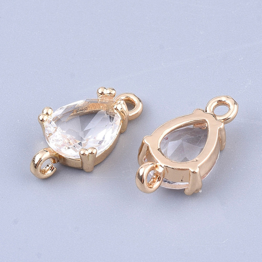 Liten glaslänk facetterad droppe - 13mm