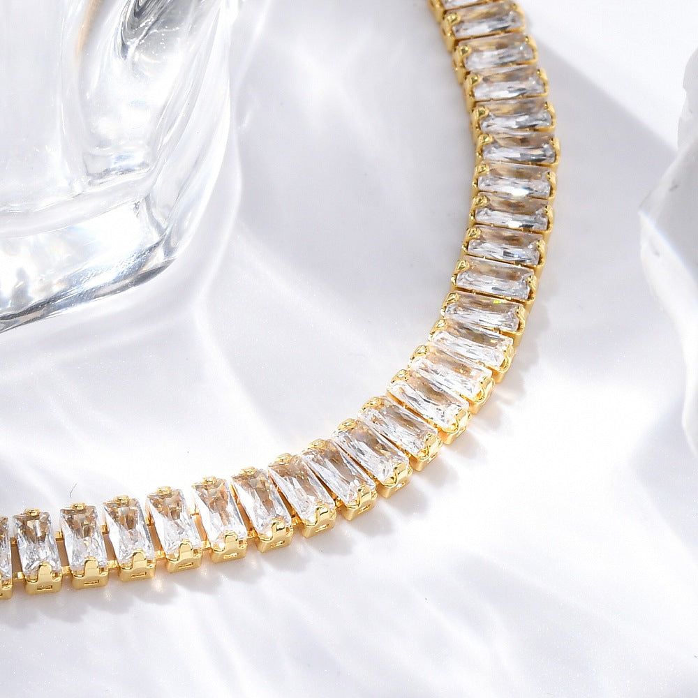 Cubic zirconia tennisarmband, 18K guldpläterat