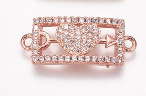 Vacker strass connector länk cubic zirconia -1st - rosé