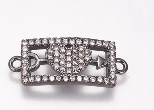 Vacker strass connector länk cubic zirconia -1st - svart